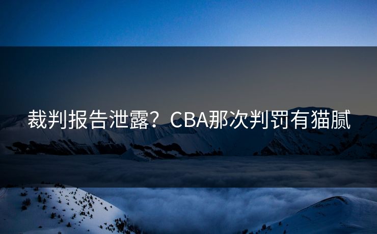 裁判报告泄露？CBA那次判罚有猫腻