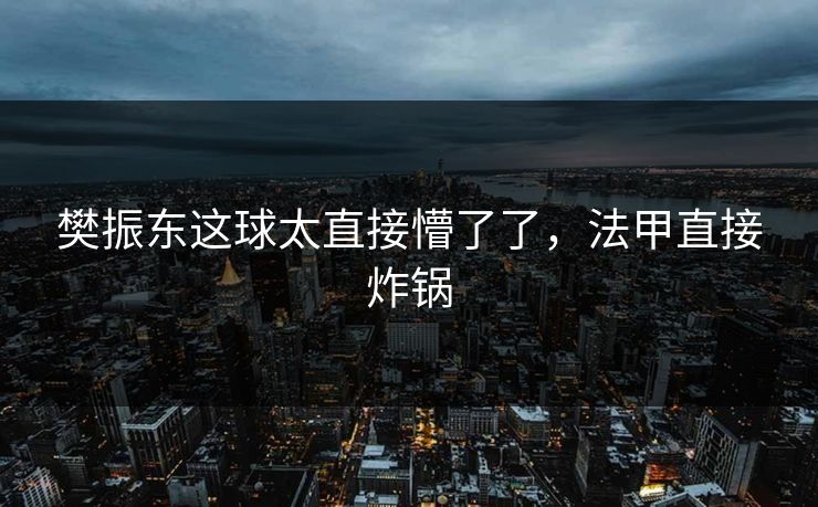 樊振东这球太直接懵了了,法甲直接炸锅 樊振东这球太直接懵了了,法甲直接炸锅