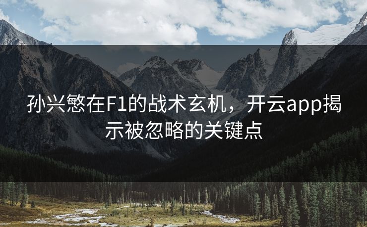 孙兴慜在F1的战术玄机，开云app揭示被忽略的关键点