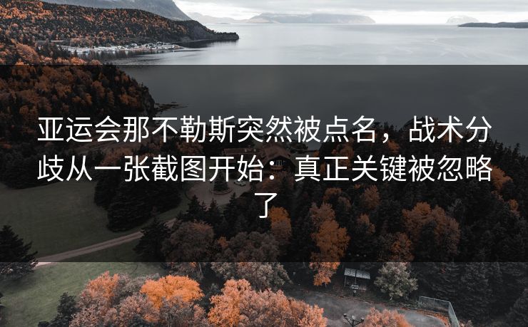 亚运会那不勒斯突然被点名，战术分歧从一张截图开始：真正关键被忽略了