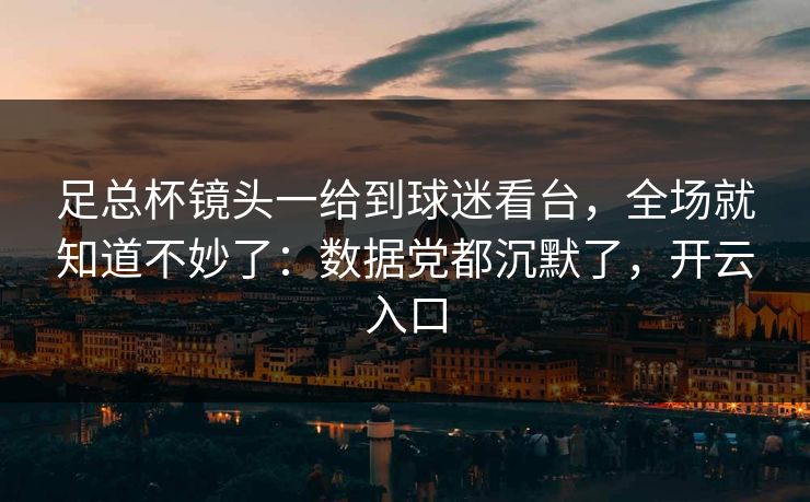 足总杯镜头一给到球迷看台，全场就知道不妙了：数据党都沉默了，开云入口